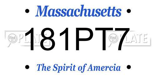 181PT7 Massachusetts License Plate
