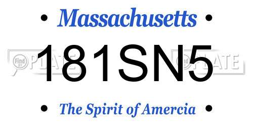 181SN5 Massachusetts License Plate