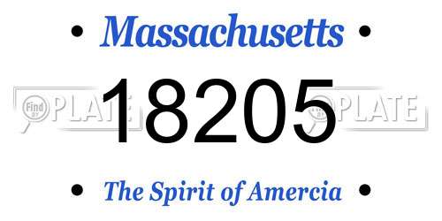 18205 Massachusetts License Plate