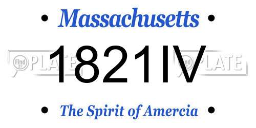 1821IV Massachusetts License Plate