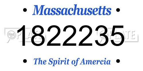 1822235 Massachusetts License Plate