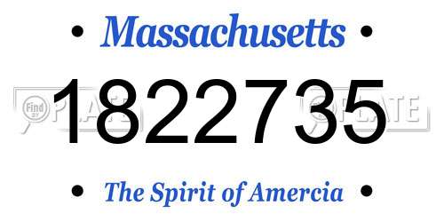 1822735 Massachusetts License Plate