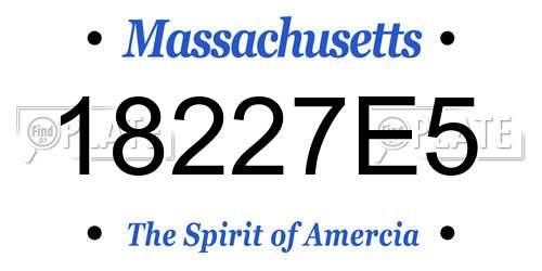 18227E5 Massachusetts License Plate