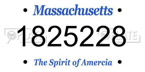 1825228 Massachusetts License Plate