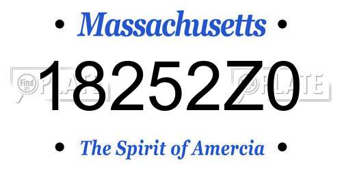 18252Z0 Massachusetts License Plate