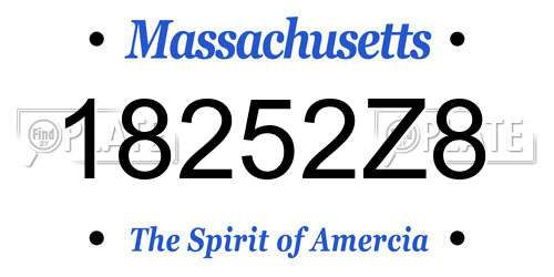18252Z8 Massachusetts License Plate