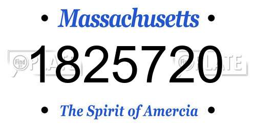 1825720 Massachusetts License Plate