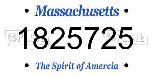 1825725 Massachusetts License Plate
