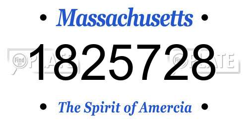 1825728 Massachusetts License Plate