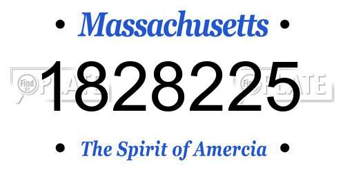 1828225 Massachusetts License Plate