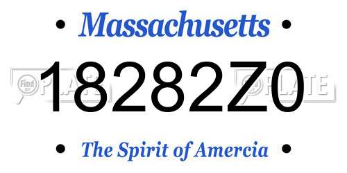 18282Z0 Massachusetts License Plate