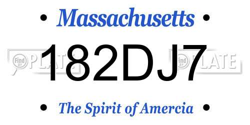 182DJ7 Massachusetts License Plate