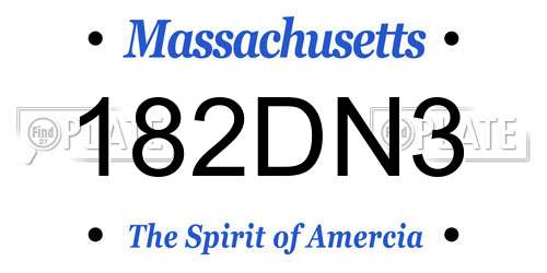 182DN3 Massachusetts License Plate