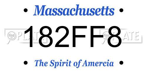 182FF8 Massachusetts License Plate