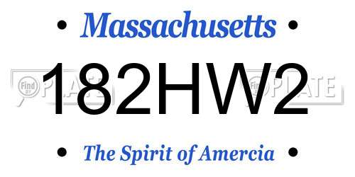 182HW2 Massachusetts License Plate