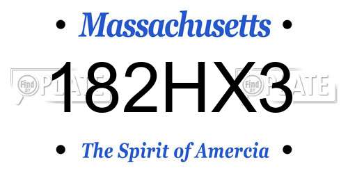 182HX3 Massachusetts License Plate