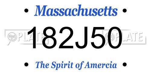 182J50 Massachusetts License Plate