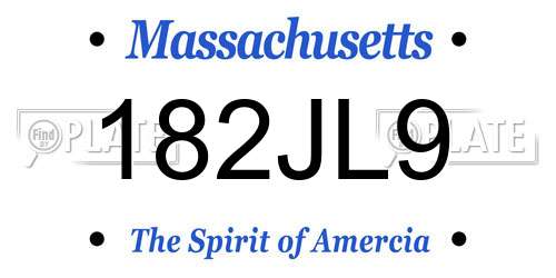 182JL9 Massachusetts License Plate
