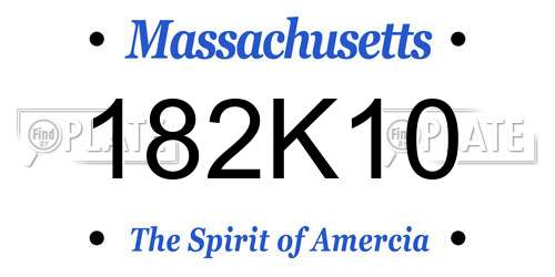 182K10 Massachusetts License Plate