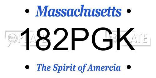 182PGK Massachusetts License Plate