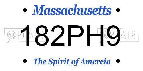 182PH9 Massachusetts License Plate