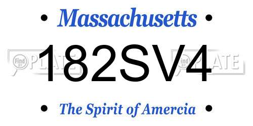 182SV4 Massachusetts License Plate