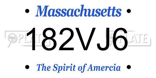 182VJ6 Massachusetts License Plate