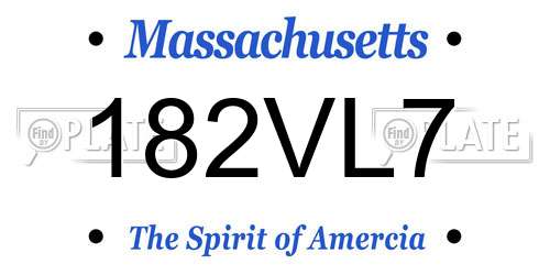 182VL7 Massachusetts License Plate