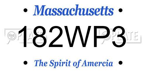 182WP3 Massachusetts License Plate