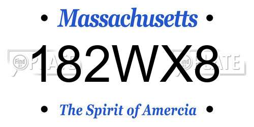 182WX8 Massachusetts License Plate