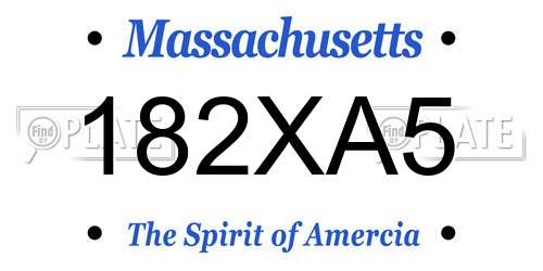 182XA5 Massachusetts License Plate