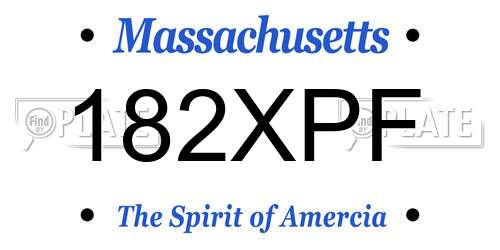 182XPF Massachusetts License Plate