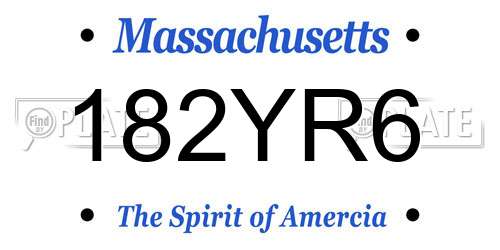 182YR6 Massachusetts License Plate