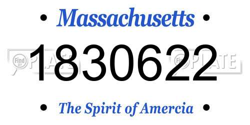 1830622 Massachusetts License Plate