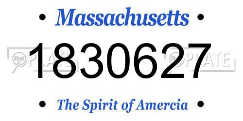 1830627 Massachusetts License Plate