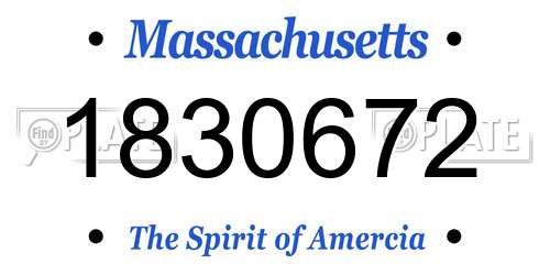1830672 Massachusetts License Plate