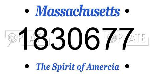 1830677 Massachusetts License Plate