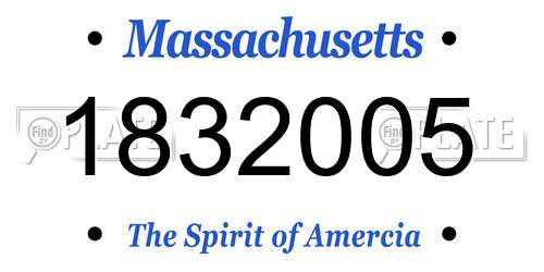 1832005 Massachusetts License Plate
