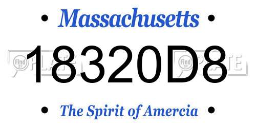 18320D8 Massachusetts License Plate
