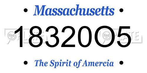 18320O5 Massachusetts License Plate