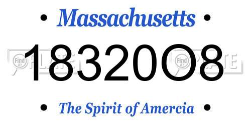 18320O8 Massachusetts License Plate