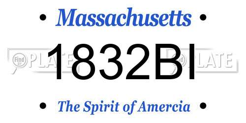 1832BI Massachusetts License Plate