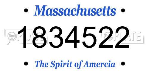 1834522 Massachusetts License Plate