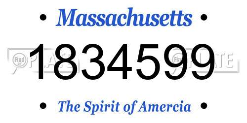 1834599 Massachusetts License Plate