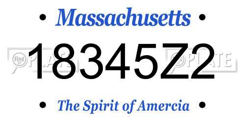18345Z2 Massachusetts License Plate