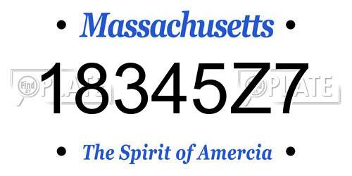 18345Z7 Massachusetts License Plate