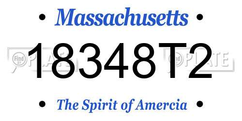 18348T2 Massachusetts License Plate