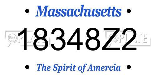 18348Z2 Massachusetts License Plate
