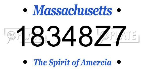 18348Z7 Massachusetts License Plate
