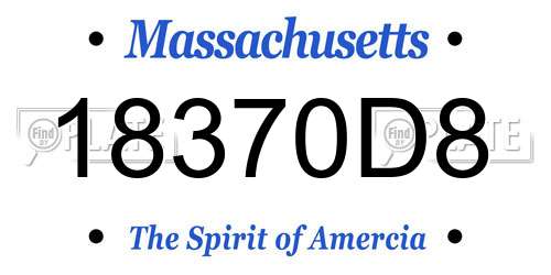 18370D8 Massachusetts License Plate